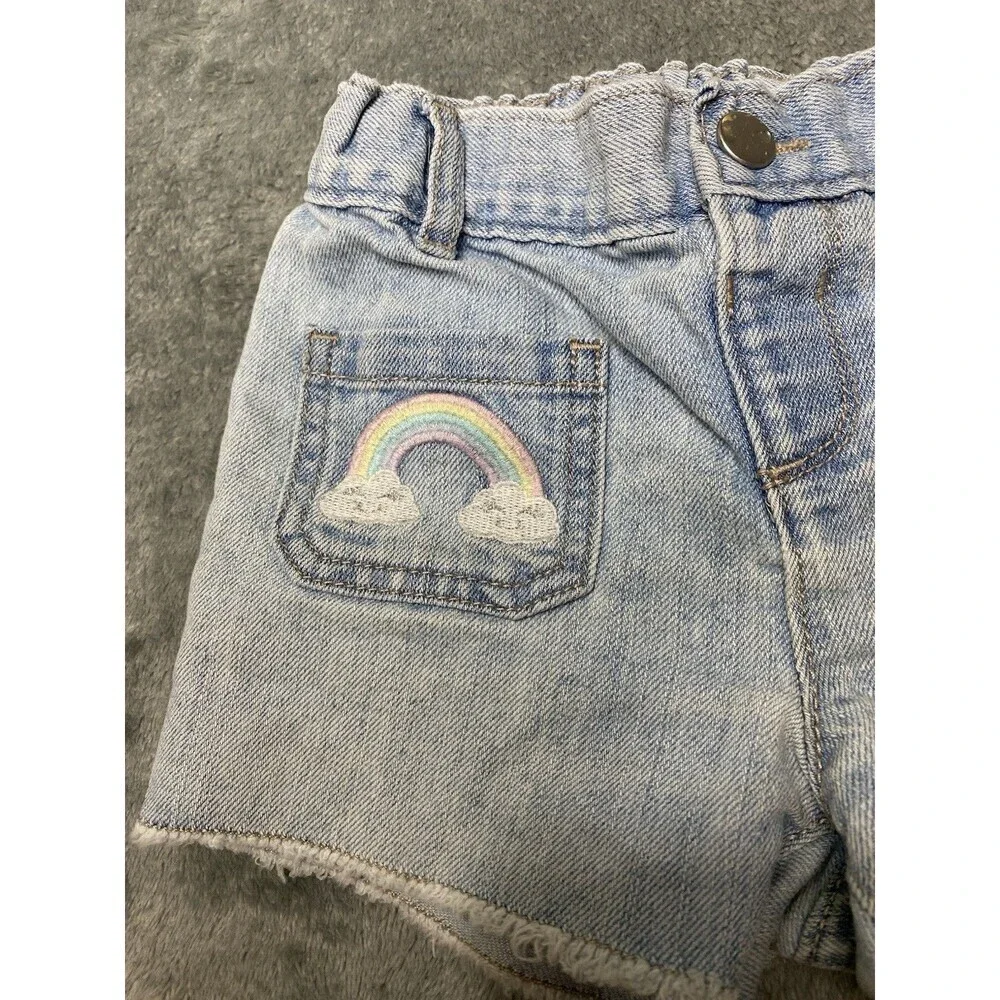 Childrens Place Girl's Rainbow Shortie Shorts Sz 4T, rainbow embroidery Pockets